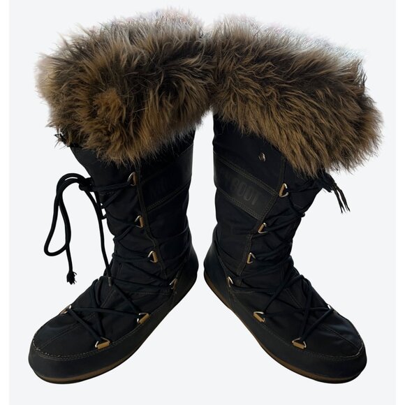 Moon Boot The Original Women's Monaco WP-2 Faux Fur Boots Navy US 9 - Picture 12 of 16